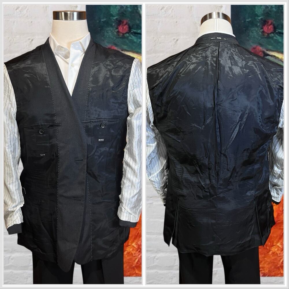 Hugo Boss 44R Solid Charcoal Gray Blazer Jacket Super 100s USA - Picture 7 of 16